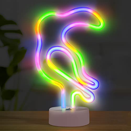 HOSYMO Papagei Neon Light, LED Neon Schild Leuchtreklame mit Ständer, Batterie oder USB Betrieben, Parrot Neon Sign Licht Deko für Party, Bar, Schlafzimmer, Weihnachten von HOSYMO