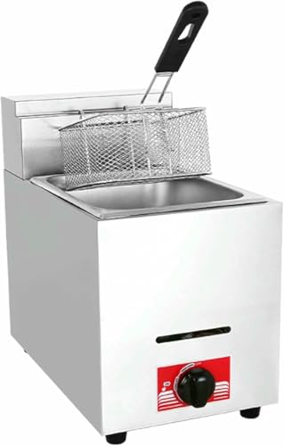 10L Kommerzielle Gasfräter, Arbeitsplattenkorb Edelstahl Tief Fett Fräter Restaurant Home Frites Chip~/ von HOTAPEPU