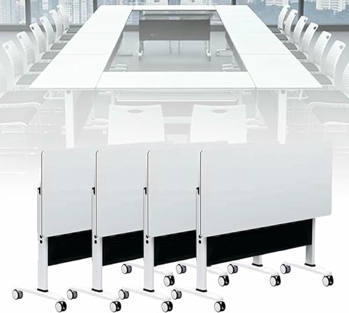 4pcs Klappbarer Konferenztisch Rolling Meeting Tische Mit Abschließbaren Rädern, Mobiler Rechteckiger Trainingstisch Mit Lagerregel Flip Top Seminar Meeting Tische Für Büro, Classr, Home~/ 4pcs Klappbarer Konferenztisch Rolling Meeting Tische Mit Abschließbaren Rädern, Mobiler Rechteckiger Trainingstisch Mit Lagerregel Flip Top Seminar Meeting Tische Für Büro, Classr, Home~/ von HOTAPEPU