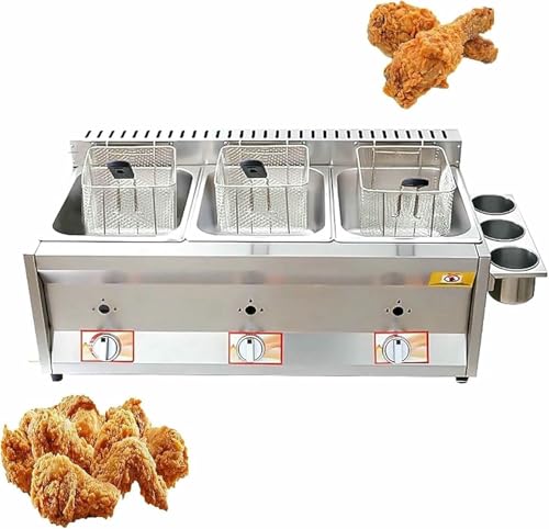 Commercial Fat Fryer Korb Commercial Gas Fryer 20L/30L Arbeitsplatte Edelstahl Küche Bratmaschine Abnehmbare Körbe Deckel, Für Pommes Frites Türkei Home Kitchen~/ von HOTAPEPU