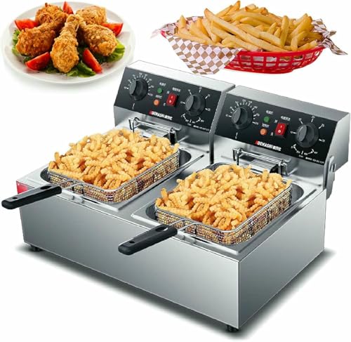 Frittierende Kommerzielle Friteuse Mit Korb, 10LX2/10,5QT X 2 Verdicken Mit Präziser Temperaturkontroll -Timer Doppelfryter Mit 2 Körben, Arbeitsplatte Frittierrestaurant ~/ Frittierende Kommerzielle Friteuse Mit Korb, 10LX2/10,5QT X 2 Verdicken Mit Präziser Temperaturkontroll -Timer Doppelfryter Mit 2 Körben, Arbeitsplatte Frittierrestaurant ~/ von HOTAPEPU