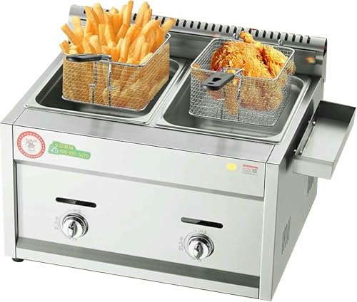 Gas Fryer, Kommerzielle Tiefe Fett Fryer 12L Edelstahl LPG Fryer Mit Abdeckung Für Chips Donuts Fisch, Leicht Sauber Abnehmbaren Schornstein~/ Gas Fryer, Kommerzielle Tiefe Fett Fryer 12L Edelstahl LPG Fryer Mit Abdeckung Für Chips Donuts Fisch, Leicht Sauber Abnehmbaren Schornstein~/ von HOTAPEPU