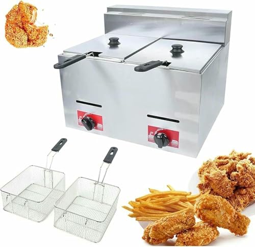 Gewerbliche Fett Fräter Korb 6L * 2 Kommerzielle Lpg Gas Fräter Arbeitsplatte Edelstahl Professionelle Gas Fräter Mit Korb Scoop Für Gewerbliche Restaurant Heimküche ~ / von HOTAPEPU