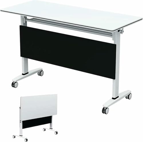 HOTAPEPU 2 Pack Klappbarer Konferenztisch Mit Abschließbaren Rädern, Rechteckige Mobile Meeting Seminartische Konferenzraum Klappbarer Meeting Schreibtisch Für Office Home Klassenzimmer~/ von HOTAPEPU