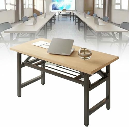 HOTAPEPU 4 Stück Falten Computer Büro Schreibtisch Faltbarer Konferenz Trainingstisch Mit Metallrahmen Tragbare Esstische Für Schlafzimmer Esszimmer Home Office, Keine Installation Erforderlich~/ von HOTAPEPU