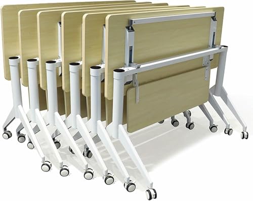 HOTAPEPU 6 Pack Folding Conference Table Mit Abschließbaren Rädern, Mobile Conference Room Foldable Top-Trainingstische Meeting Seminar Tisch, Sitzplätze 2-10 Personen ~// von HOTAPEPU