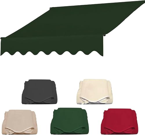 HOTAPEPU Markise Balkon Ersatz,Markise Balkon Ohne Bohren,Balkon Markise Ersatz, Patio Markise Außen Stoff Ersatz, Garten Sonnenschutz Überdachung 280g 100% Polyester Wasserdicht Leinwand -Grau||2.5m von HOTAPEPU