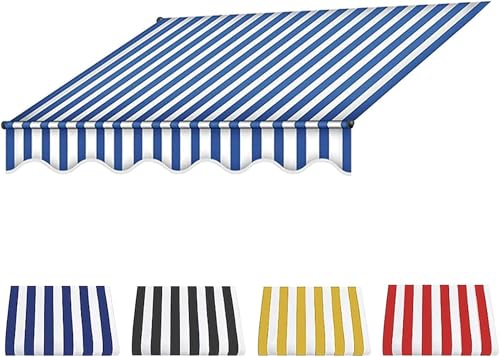 HOTAPEPU Markise Balkon Ersatz,Markise Balkon Ohne Bohren,Balkon Markise Ersatz, Patio Markise Außen Stoff Ersatz, Garten Sonnenschutz Überdachung 280g 100% Polyester Wasserdicht Leinwand -Grau||2.5m von HOTAPEPU