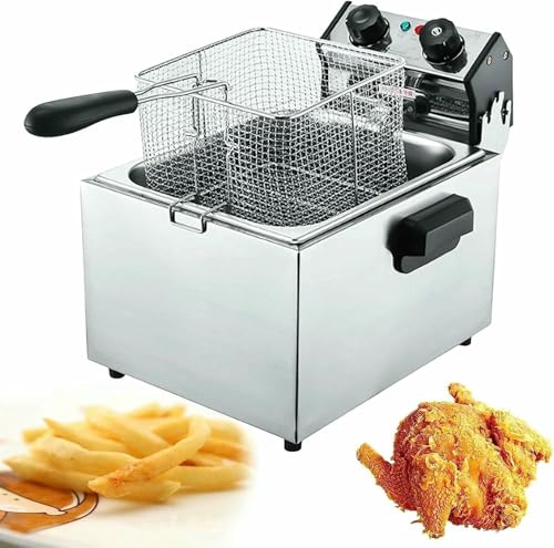 Handelsfett Frittierkorb Elektrische Deep-Fett-Chip-Friteuse Groß Mit Tank, Edelstahl-Handelsheiliges Mit Korb Und Deckel, 50-200 ° C Einstellbare Temperatur ~/ Handelsfett Frittierkorb Elektrische Deep-Fett-Chip-Friteuse Groß Mit Tank, Edelstahl-Handelsheiliges Mit Korb Und Deckel, 50-200 ° C Einstellbare Temperatur ~/ von HOTAPEPU