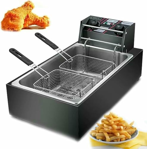 Kommerzielle Fettbratenkorb Frittyer, Chip Electric Pan, Fett Frittyer Mit Abnehmbarem Korb Und Professionellem Heizelement, Nicht -Stick -Pfanne Und Einstellbar von HOTAPEPU