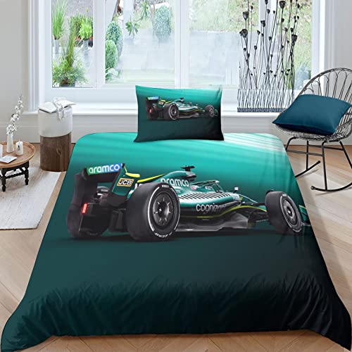 HOTGE Formel-Rennen Bettwäsche Set 3D Bettwäsche Set 3 Teilig Mikrofaser Bettbezug Mit Reißverschluss Und Kissenbezug Weich Haltbar Atmungsaktive Single（135x200cm） von HOTGE
