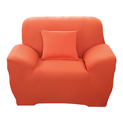 HOTNIU 1-Stück Elastisch Sofaüberwurf Sesselbezug, Sofaüberzug Polyester, Sofahusse Sesselhusse Stretch, Sofabezug für Sofa, Couch, Sessel zum Schutz, mehrere Farben (1 Sitzer 90-130cm, Orange) von HOTNIU