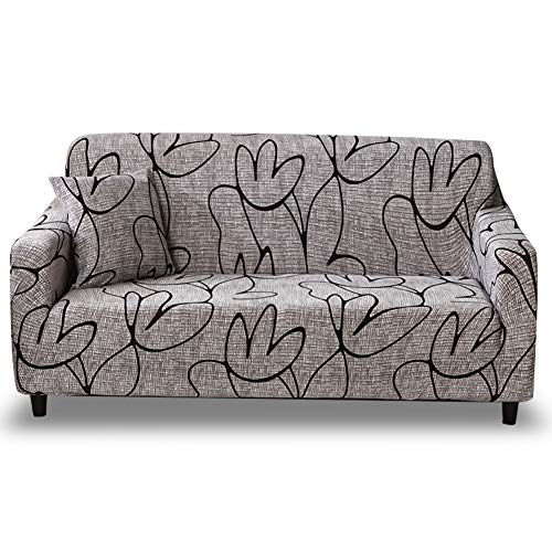 HOTNIU Elastischer Sofabezug 2 Sitzer Sofahusse Strech Sofa Überzug Couch Cover Muster Couchbezug Sofabezüge Schonbezug Couch Antirutsch Hussen für Sofas mit 1 Kissenbezug, Pattern_sl von HOTNIU