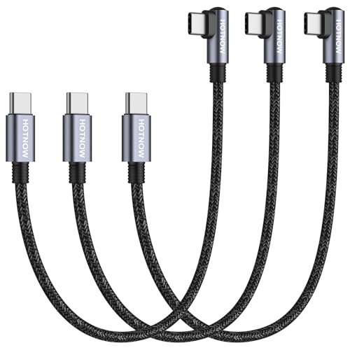 HOTNOW kurze Rechtwinkel USB C zu C Kabel 30cm 3 Stück, 0,3 m USB C Ladekabel 65W Schnellladekabel für iPhone 15/16, Power Bank und USB Typ C Geräte von HOTNOW
