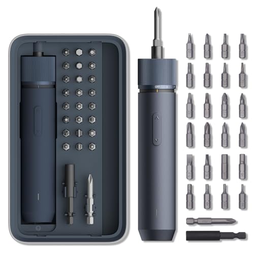HOTO Magnetischer Elektrischer Schraubendreher Set mit 25 Bits, Akkuschrauber mit LED-Licht, 3 Drehmomentstufen (1.5/3/4 N.m), 1500-mAh-Akku, USB-C Aufladung, für Möbel- und Elektrogeräte-Reparaturen von HOTO