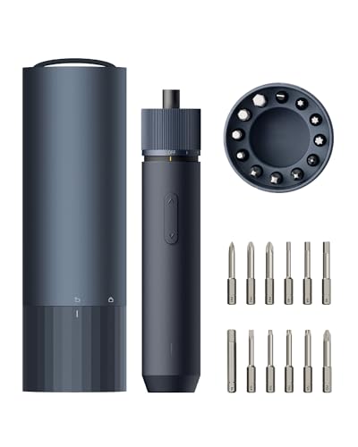 HOTO Elektrischer Schraubendreher Set mit 12 Bits, 3,6V Magnetische Elektro Schraubenzieher mit LED-Licht, 3 Drehmomente bis zu 4 N.m, 220 U/min, 1500-mAh-Akku, Geeignet für Möbel-/Computerreparatur von HOTO