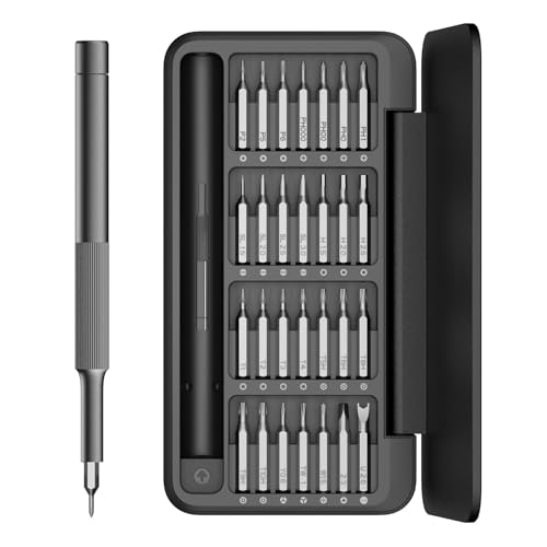 HOTO Feinmechaniker Schraubendreher Set, 28 in 1 Mini Magnetischer Schraubenzieher Set, Präzisionsschraubendreher Reparatur Set für Handy PC Brillen Uhren Uhrmacher Heimwerker, 2 N·m, C4 × 28 mm von HOTO