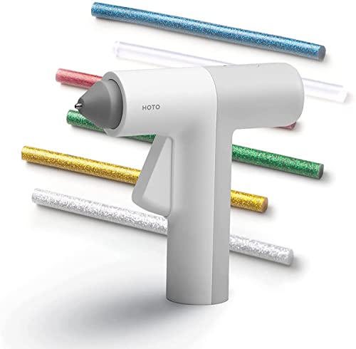 HOTO Heißklebepistole Akku Heissklebepistole, 30s Schnell Aufheizen Klebepistole, Typ-C Hot Glue Gun mit 10 Klebesticks, Heißklebepistole Kabellos für DIY, Haus & Büro Reparatur von HOTO
