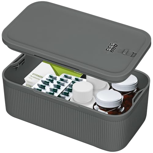 HOTOOLME Mini Tresor Klein Abschließbare Box aus ABS Verschließbare Box mit Zahlenschloss 3 stellig für Geldkassette, Handy, Wertsachen 24x14x10cm von HOTOOLME