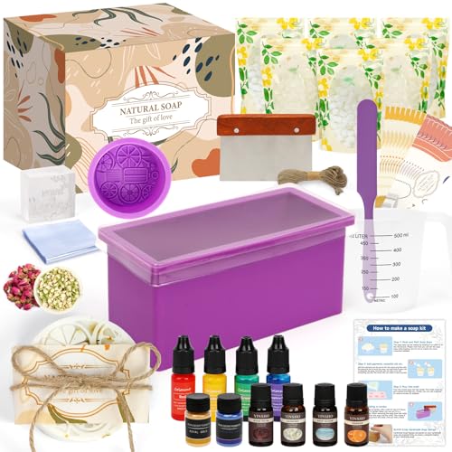 HOTOOLME Seifenherstellung Kit DIY Seife selber Machen Set mit 1,5 kg Seifenbasis, 4 Düfte, 4 Farben, 2 Seifen Silikonform zum Selbstmachen DIY Seife Set für Anfänger & Erwachsene HOTOOLME Seifenherstellung Kit DIY Seife selber Machen Set mit 1,5 kg Seifenbasis, 4 Düfte, 4 Farben, 2 Seifen Silikonform zum Selbstmachen DIY Seife Set für Anfänger & Erwachsene von HOTOOLME