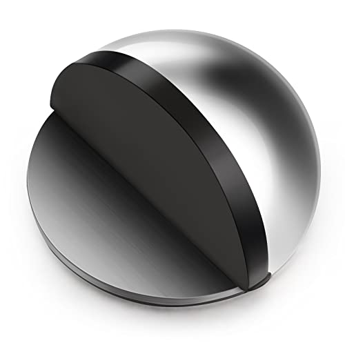 Hotop Selbstklebende Boden Türstopper Oval Edelstahl Türstopper Boden Montage Halbmond Wandschutz Polierter Türstopper mit Kleber für Hartboden Glastür zum Schutz von Wänden und Türen, Silber von Hotop