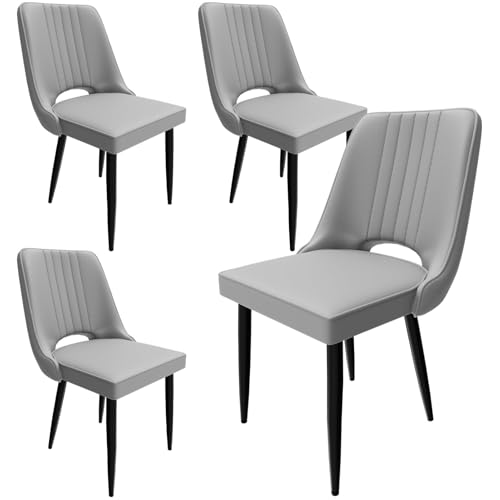 HOTOSYCH Esszimmerstühle 4er Set, Stühle Esszimmer Kunstleder mit Hoher Rückenlehne, Küchenstühle Modern mit Metallfüßen, Gepolsterter Esstisch Stühle Geeignet (4, Grau, überdimensioniert) von HOTOSYCH