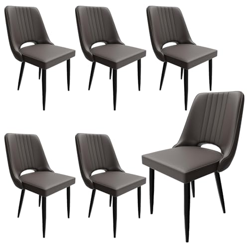 HOTOSYCH Esszimmerstühle 4er Set, Stühle Esszimmer Kunstleder mit Hoher Rückenlehne, Küchenstühle Modern mit Metallfüßen, Gepolsterter Esstisch Stühle Geeignet (6, Braun, überdimensioniert) von HOTOSYCH