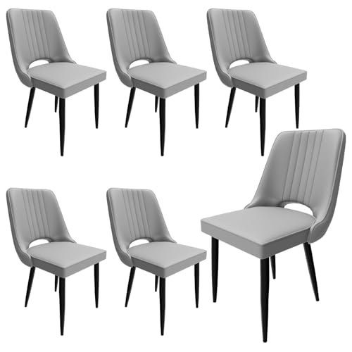 HOTOSYCH Esszimmerstühle 4er Set, Stühle Esszimmer Kunstleder mit Hoher Rückenlehne, Küchenstühle Modern mit Metallfüßen, Gepolsterter Esstisch Stühle Geeignet (6, Grau, überdimensioniert) von HOTOSYCH