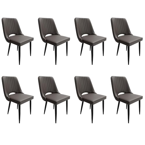 HOTOSYCH Esszimmerstühle 4er Set, Stühle Esszimmer Kunstleder mit Hoher Rückenlehne, Küchenstühle Modern mit Metallfüßen, Gepolsterter Esstisch Stühle Geeignet (8, Braun, überdimensioniert) von HOTOSYCH