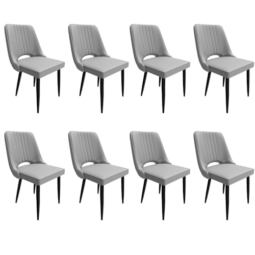 HOTOSYCH Esszimmerstühle 4er Set, Stühle Esszimmer Kunstleder mit Hoher Rückenlehne, Küchenstühle Modern mit Metallfüßen, Gepolsterter Esstisch Stühle Geeignet (8, Grau, überdimensioniert) von HOTOSYCH