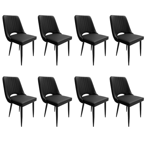 HOTOSYCH Esszimmerstühle 4er Set, Stühle Esszimmer Kunstleder mit Hoher Rückenlehne, Küchenstühle Modern mit Metallfüßen, Gepolsterter Esstisch Stühle Geeignet (8, Schwarz, überdimensioniert) von HOTOSYCH