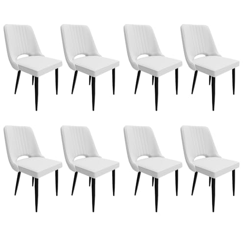HOTOSYCH Esszimmerstühle 4er Set, Stühle Esszimmer Kunstleder mit Hoher Rückenlehne, Küchenstühle Modern mit Metallfüßen, Gepolsterter Esstisch Stühle Geeignet (8, Weiß, überdimensioniert) von HOTOSYCH