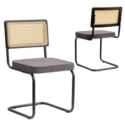 HOTOSYCH Küchenstühle 4er Set, Stuhl Esszimmer Schwingstuhl mit Metallrahmen, Moderne Stühle Esszimmer Körniges Vlies für Esszimmer Schlafzimmer (2, Schwarz, überdimensioniert) von HOTOSYCH