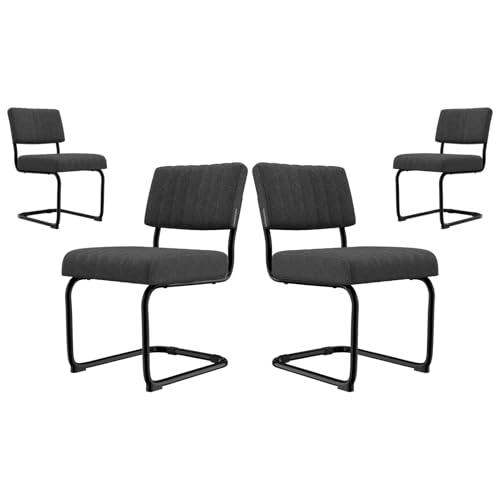 HOTOSYCH Küchenstühle 4er Set, Stuhl Esszimmer Schwingstuhl mit Metallrahmen, Moderne Stühle Esszimmer Körniges Vlies für Esszimmer Schlafzimmer (4 Grau) von HOTOSYCH