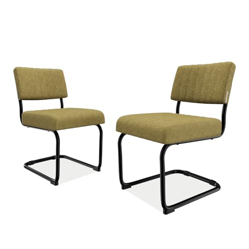 HOTOSYCH Küchenstühle 4er Set, Stuhl Esszimmer Schwingstuhl mit Metallrahmen, Moderne Stühle Esszimmer Körniges Vlies für Esszimmer Schlafzimmer (Braun) von HOTOSYCH