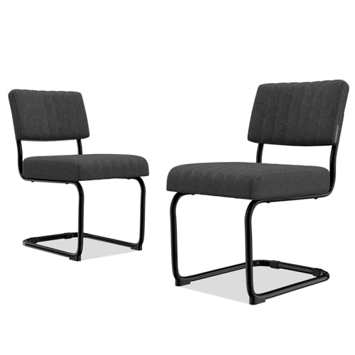 HOTOSYCH Küchenstühle 4er Set, Stuhl Esszimmer Schwingstuhl mit Metallrahmen, Moderne Stühle Esszimmer Körniges Vlies für Esszimmer Schlafzimmer (Grau) von HOTOSYCH