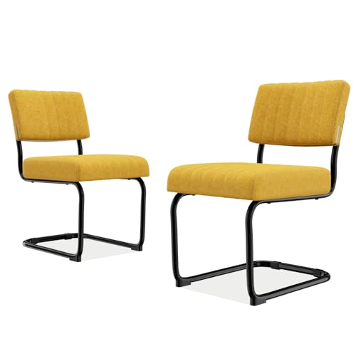 HOTOSYCH Küchenstühle 4er Set, Stuhl Esszimmer Schwingstuhl mit Metallrahmen, Moderne Stühle Esszimmer Körniges Vlies für Esszimmer Schlafzimmer (Orange) von HOTOSYCH