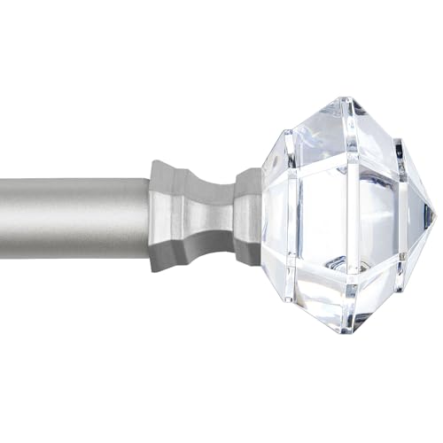 Gardinenstange 80 bis 148 cm, HOTOZON 19mm Ausziehbare Vorhangstange für Wohnzimmer, Esszimmer, Küche und Arbeitszimmer, Diamantfoemige Endstücke, Silber von HOTOZON