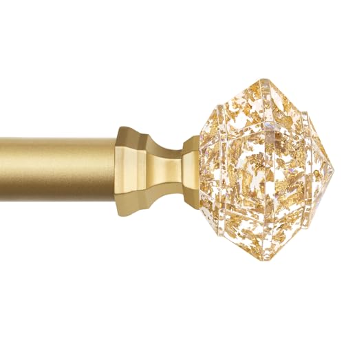 Gardinenstange Gold 80 bis 215 cm, HOTOZON 19mm Ausziehbare Vorhangstange mit Transluzentem Diamantfoemige Endstücke, Dekorative Vorhangstangen für Wohnzimmer, Esszimmer, Küche und Schlafzimmer von HOTOZON