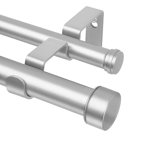 HOTOZON Vorhangstange 2 läufig 80-365 cm, Gardinenstange Doppelläufig Silber mit Klassischem Endstück, 25 mm Gardinenstangen Ausziehbar mit Halterungen für Wohnzimmer, Küche, Schlafzimmer HOTOZON Vorhangstange 2 läufig 80-365 cm, Gardinenstange Doppelläufig Silber mit Klassischem Endstück, 25 mm Gardinenstangen Ausziehbar mit Halterungen für Wohnzimmer, Küche, Schlafzimmer von HOTOZON