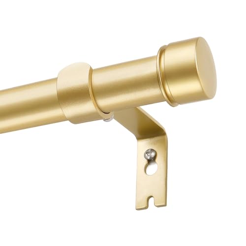 HOTOZON Vorhangstange Gold 80-218 cm, Gardinenstange 25 mm Durchmesser, Gardinenstange Ausziehbar mit Einfaches Endstücke mit Halterungen, Gardinenstangen für Schlafzimmer, Wohnzimmer oder Küche von HOTOZON