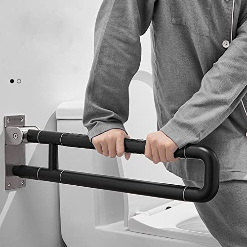 HOTRA Wc Griff Klappbar Aufstehhilfe Toiletten Stütz-haltegriff Behindertengerecht Stützklappgriff Haltegriffe für Senioren Bad Schwarz Edelstahl (Size : 60cm) von HOTRA