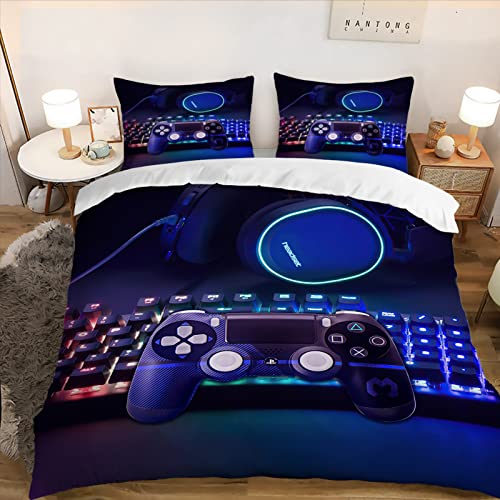 HOTRCR Gamepad Bettbezug-Set Junge Gamer Bettwäsche-Set Teenager Kinder Schlafzimmer Dekor Moderne Gamecontroller-Bettwäsche，bettwäsche 135 * 200cm，DCL49a von HOTRCR