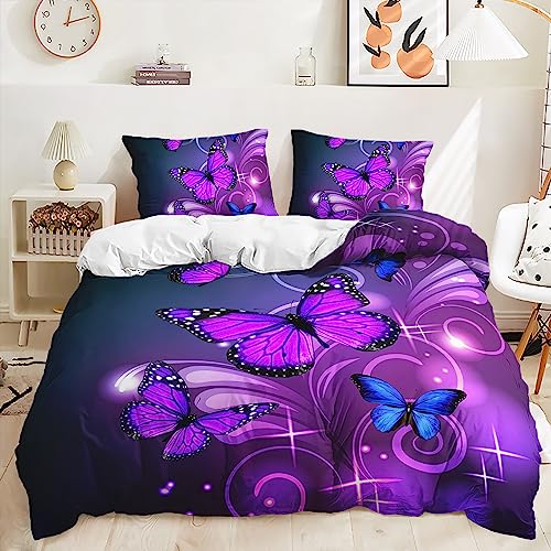 HOTRCR Motyla Bedding Bettwäsche-Set nadruk 3D zestaw pościeli ze wzór motyla,Dziewczęca różowa pościel z motylem, piękny wzór kwiatowy, poszewka na kołdrę, bettwäsche 100*132cm,80*80 cm*1 EFBTTAI081 von HOTRCR