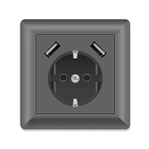 Steckdosen mit USB, (max. 5 V 3,4 A) Schuko-Steckdose USB Embedded System 55 reinweiß glänzend Wandsteckdose Steckdose nur 32 mm tief (Usb C Weiß（3,4A）) … von HOTREALS