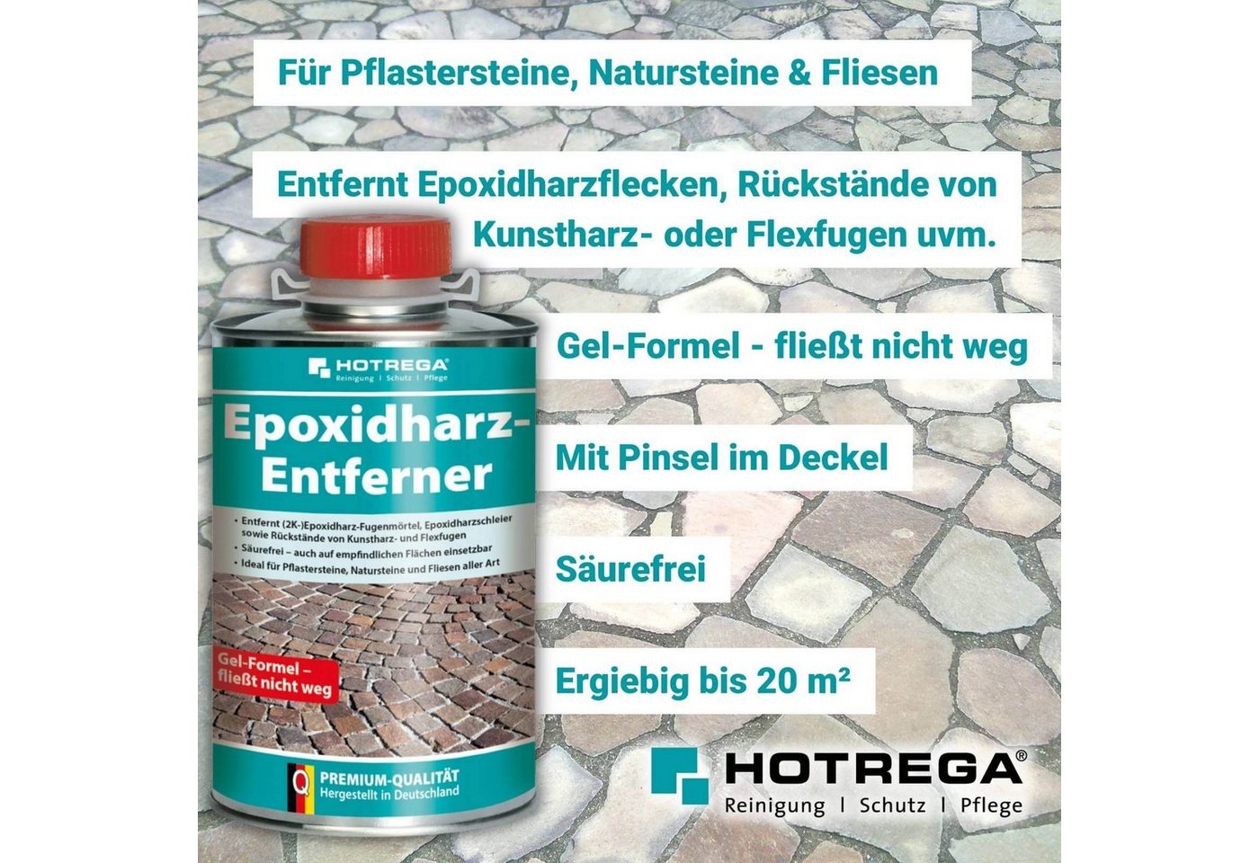 HOTREGA® Epoxidharz Entferner Harz Farbem Steinreiniger 1L + Handpad und Halter Universalreiniger von HOTREGA®