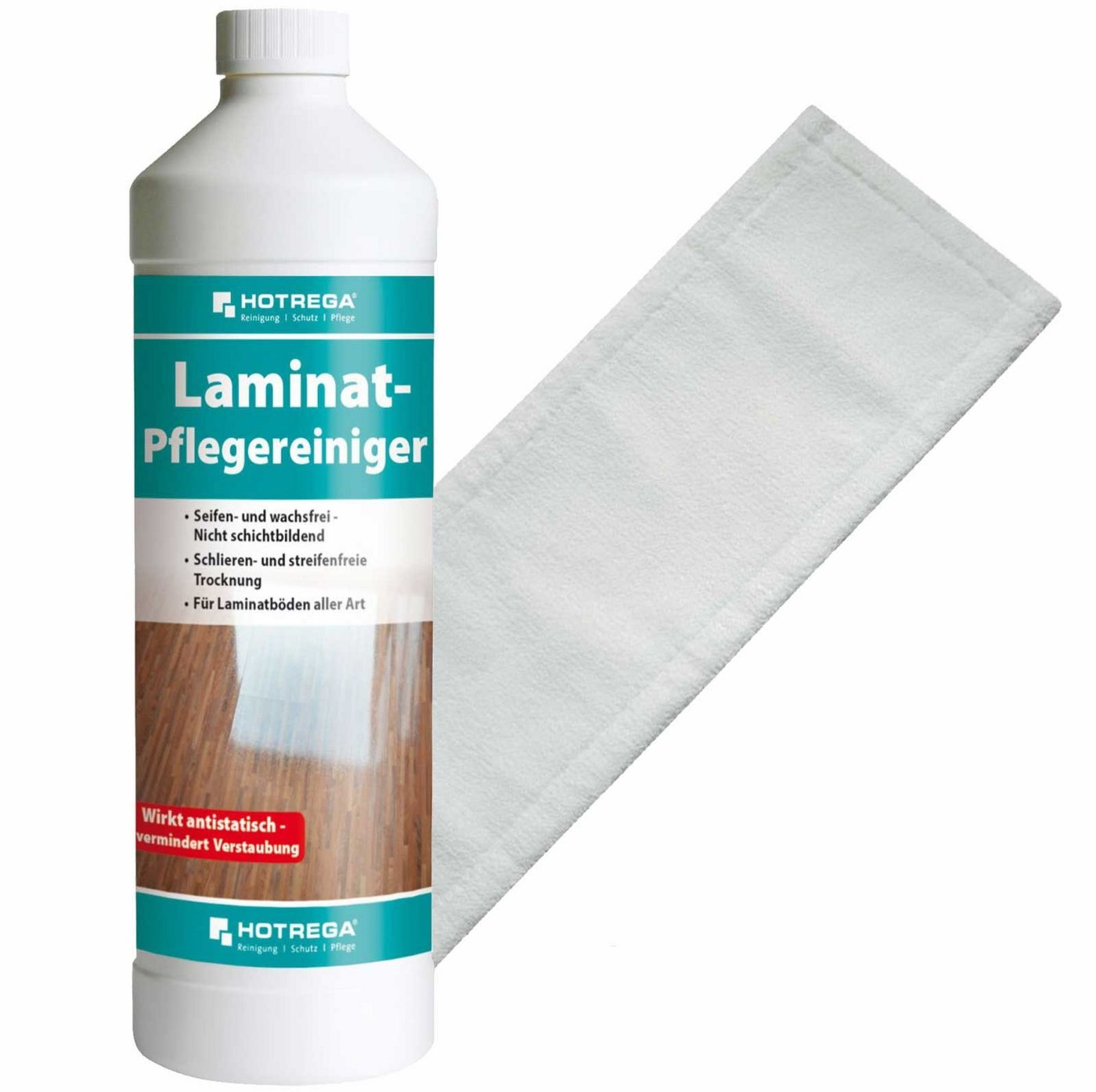 HOTREGA® Laminat Pflegereiniger 1L SET + Microfasermopp 40 cm Fussbodenreiniger von HOTREGA®