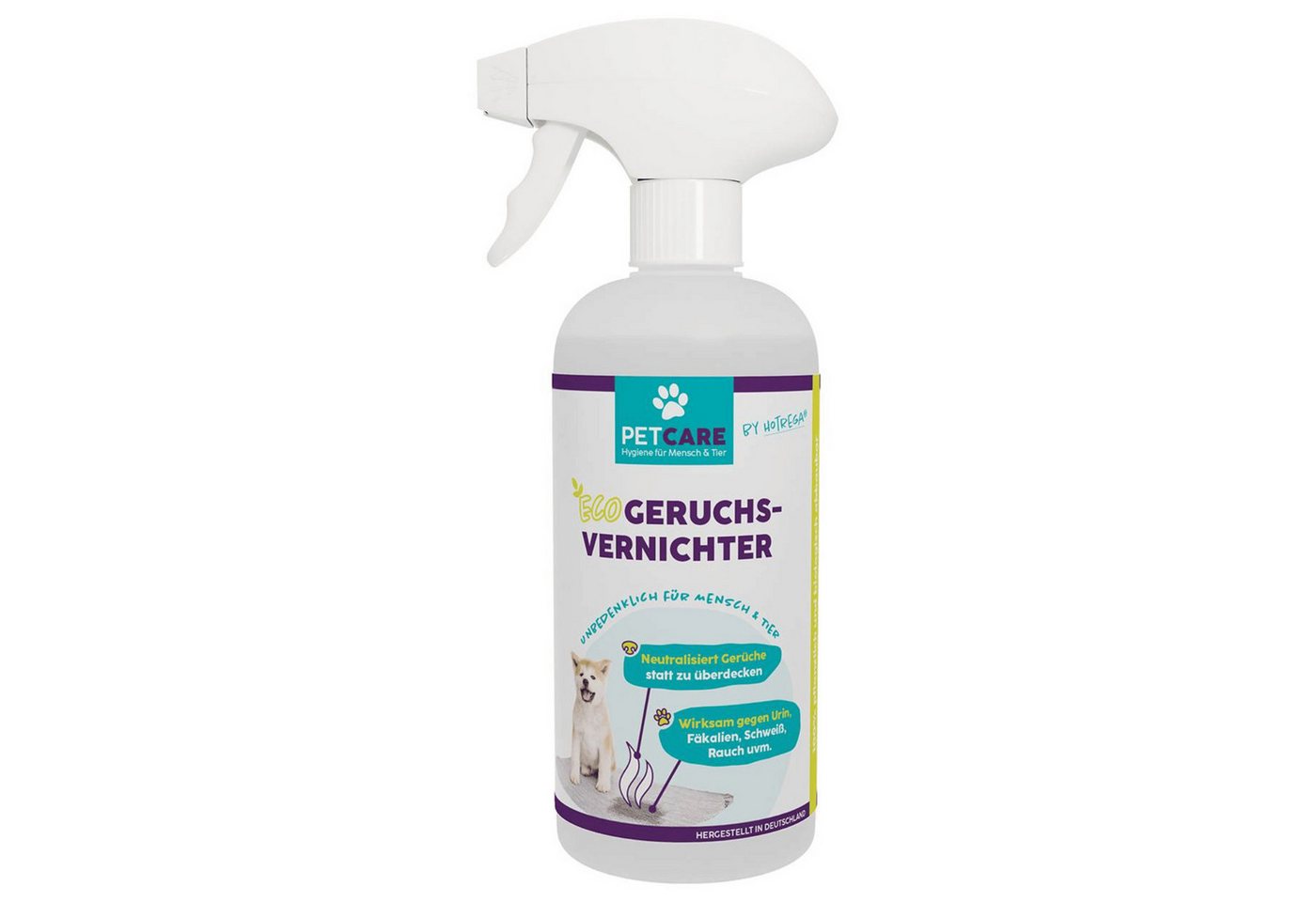 HOTREGA® Geruchsentferner Petcare - ECO Geruchsvernichter 500ml (Für Wohnung, Couch, Auto uvm), Dauerhafter Geruchsneutralisierer, Duftstofffrei, Uringeruchentferner von HOTREGA®