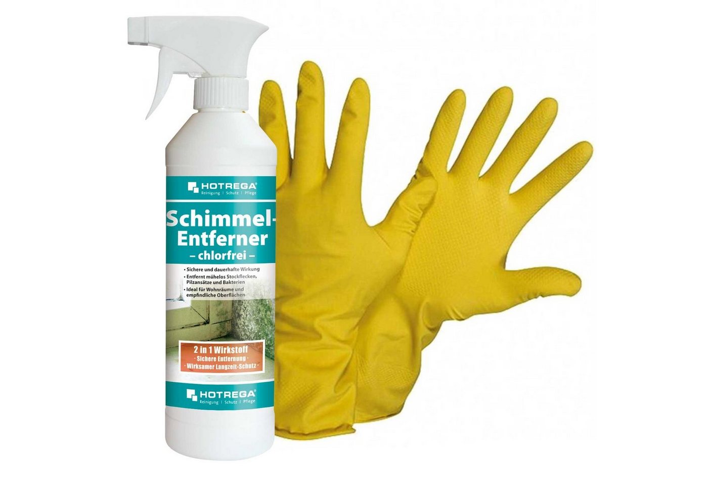 HOTREGA® Schimmel Entferner chlorfrei 500 ml SET + NITRAS Handschuhe Gr. 10 Schimmelentferner von HOTREGA®