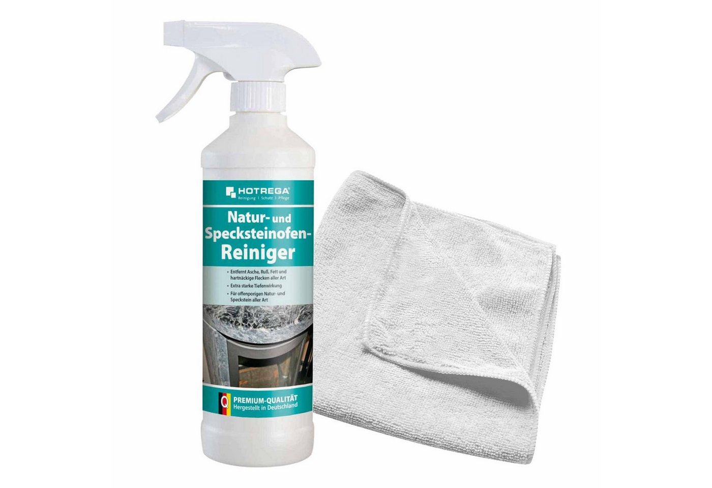 HOTREGA® Natur und Specksteinofen Reiniger 500 ml inkl. Microfasertuch Universalreiniger von HOTREGA®